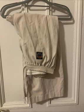 Long White Drawstring Boxing Pants - lightweight wide leg